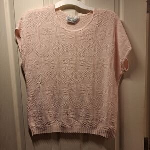 Vintage Wardrobe Essentials Pink Knit Short Sleeve Sweater 1X